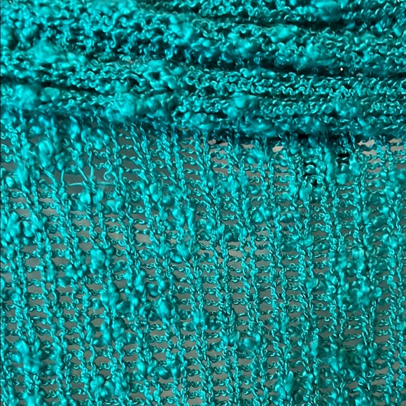 FeverTurquoise Sweater- knubby textured open cardigan Sz L - Picture 7 of 11